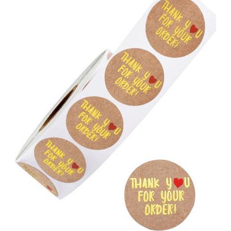 Thank You For Your Order stickers 500!! stuks! - Sluitstickers - Sluitzegel - Bedankt - Thanks - Small Business - Envelopsticker - Traktatie zakje - Cadeau - Cadeauzakje - Kado - Chique inpakken - Feest|